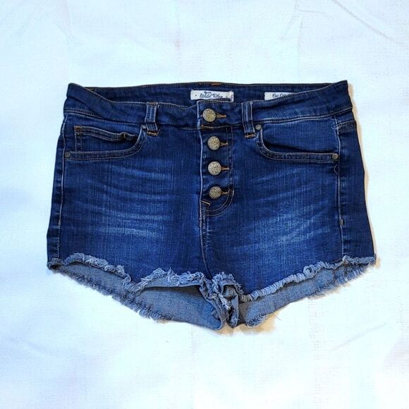 Wild Blue Button Front Cut Off Denim Shorts Size 5 - Picture 1 of 10